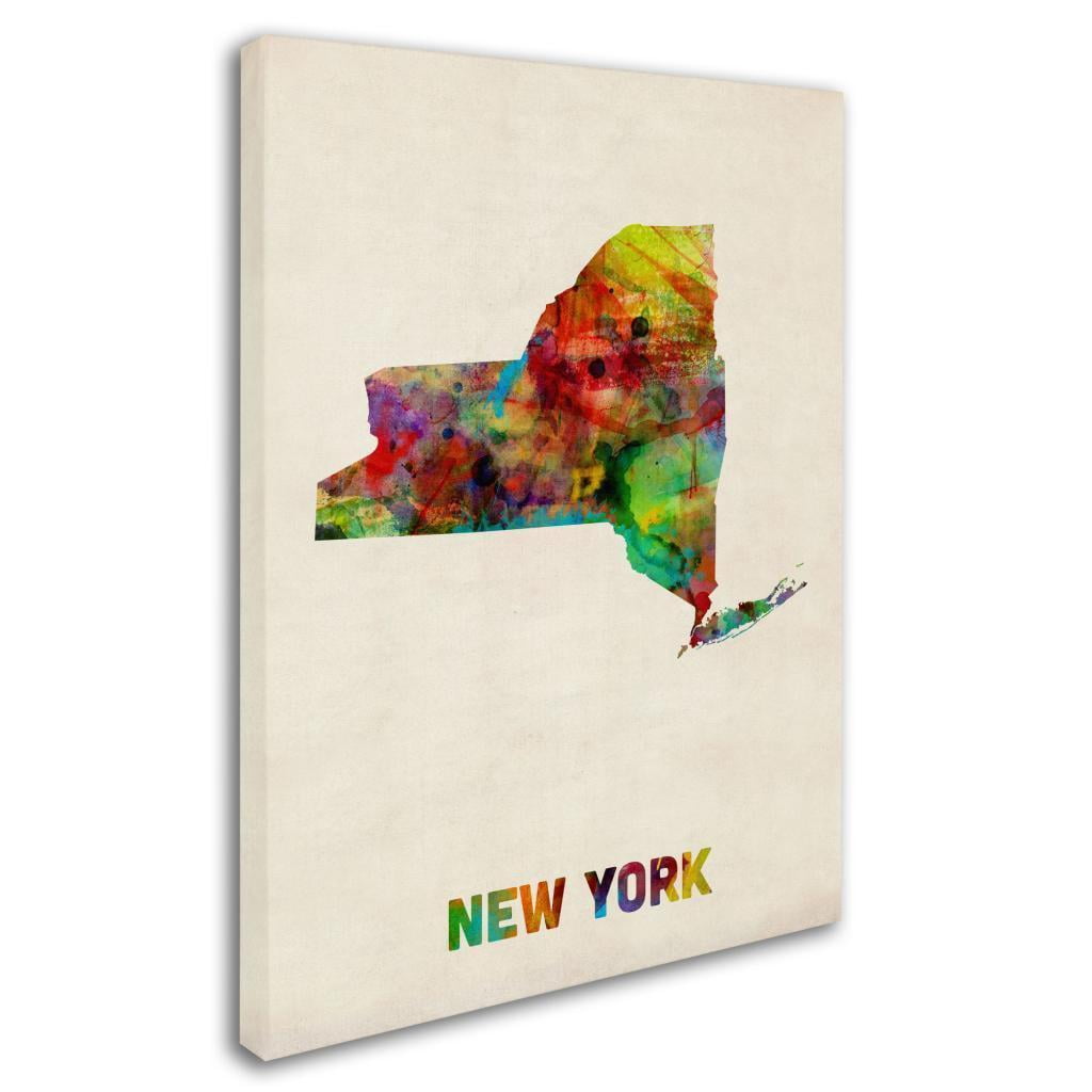 Trademark Fine Art "New York Map" Canvas Wall Art by Michael Tompsett