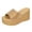 Gold, variant on Sparkly Metallic Platform Wedge Slip on Sandals for Women Dressy Bridal Bling Trendying Casual Leather Height Increasing Chunky Heeled Dress Slides Comfy Walking Slippers Gold Size 9