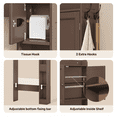 thumbnail image 5 of Aiho 70.3" Tall Freestanding Over Toilet Storage Cabinet Dark Brown, Adjustable Shelves & Side Hooks Bathroom Laundry Space Saver, 5 of 9