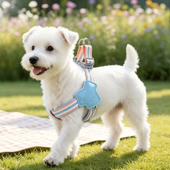 Adjustable Dog Harness Summer Mesh Breathable Pet Vest Soft No-Pull Comfortable Step-In Harness for Small Medium Dogs Cats Walking Training Camping