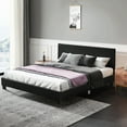 thumbnail image 5 of Giantex Queen Upholstered Platform Bed Frame with Linen Headboard Wood Slat Black, 5 of 7
