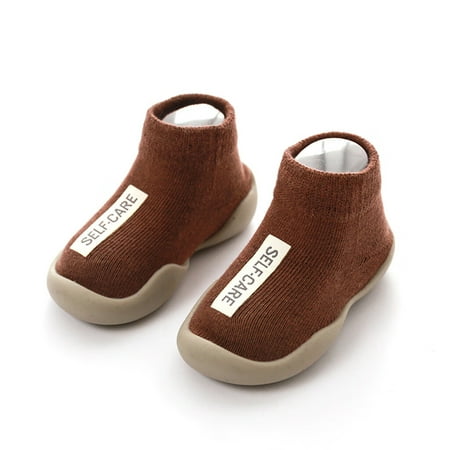 

GA Kids Toddler Baby Boys Girls Solid Letter Anti-Slip Knitted Warm Socks