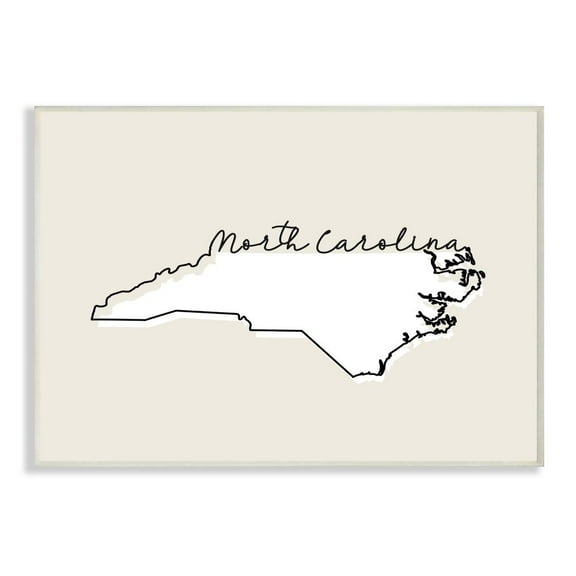 Stupell Industries North Carolina Home State Map Neutral Print Design Wall Plaque Art by Daphne Polselli