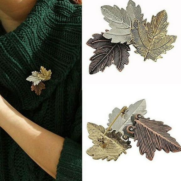Yesbay Vintage Three Leaves Alloy Brooch Pin Scarf Sweater Dress Women's Decor Gift-