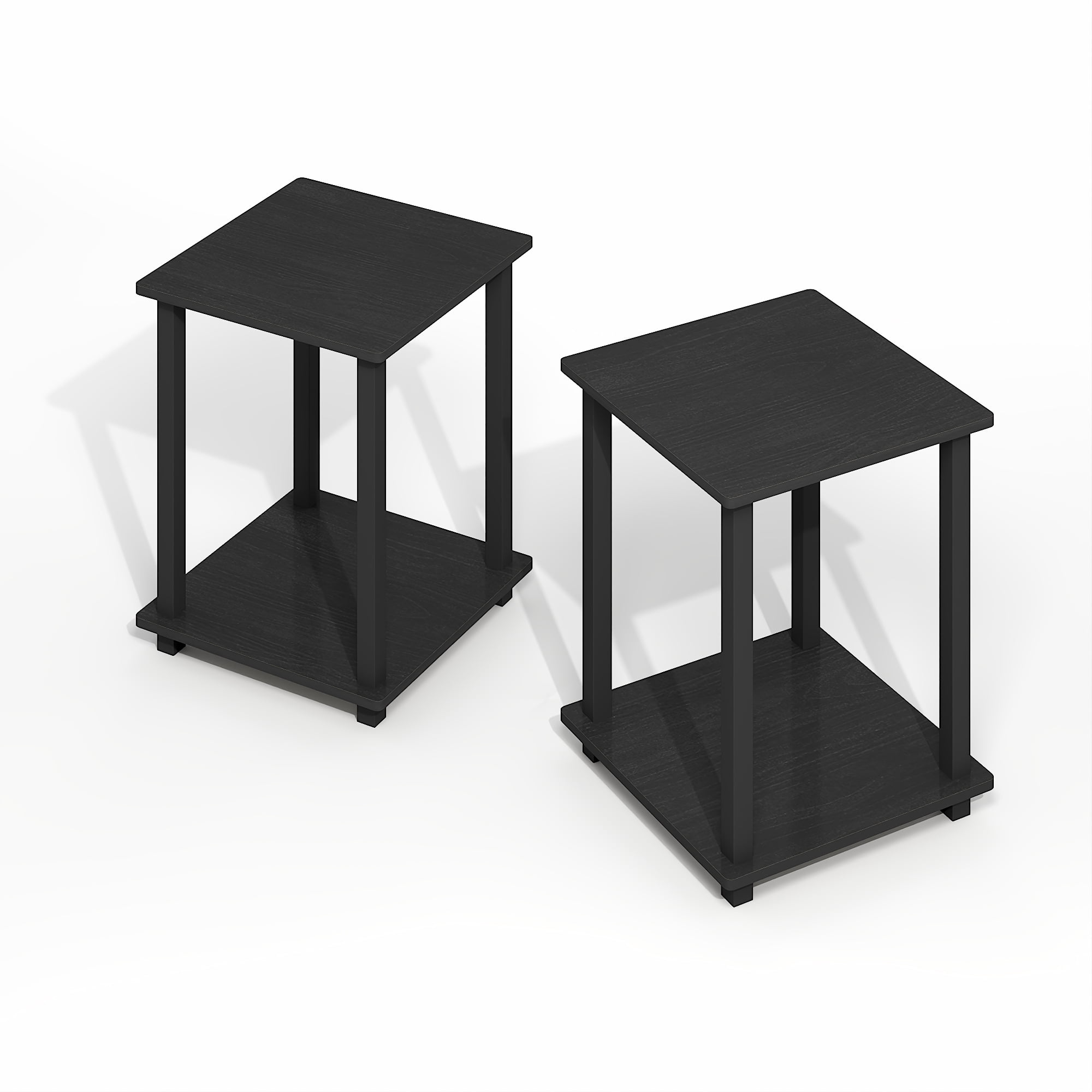 Furinno Simplistic End Table, Set of Two, Dark Americano/Black