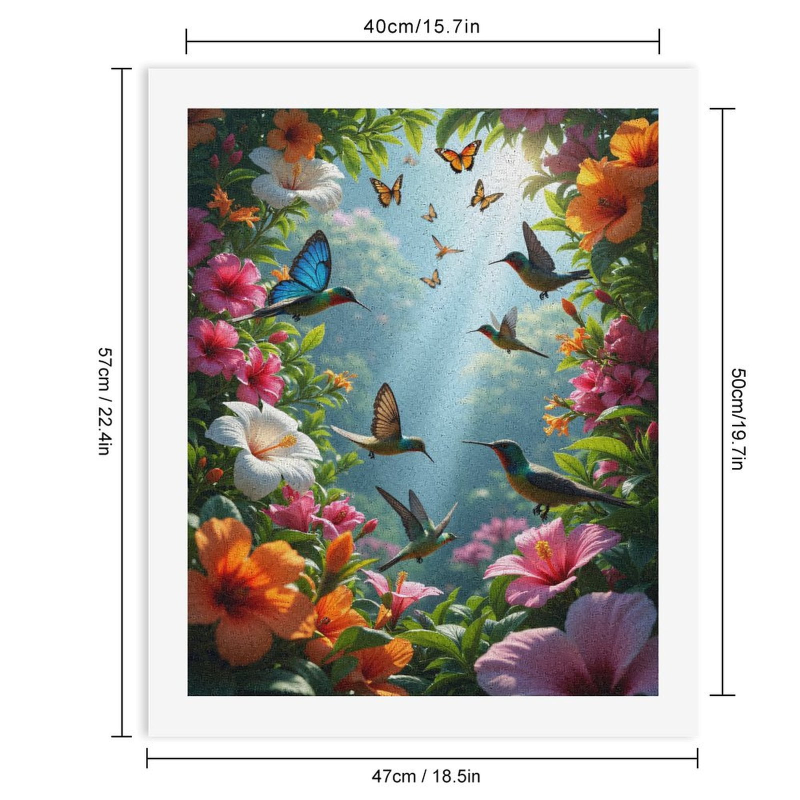 Paint by Numbers Kit for Adults, Butterflies Hummingbirds Colorful Blooms Paint by Numbers, Easy Paint by Numbers Kit for Adults Beginner, DIY Adult Paint by Number Kits on Canvas, Home Decor