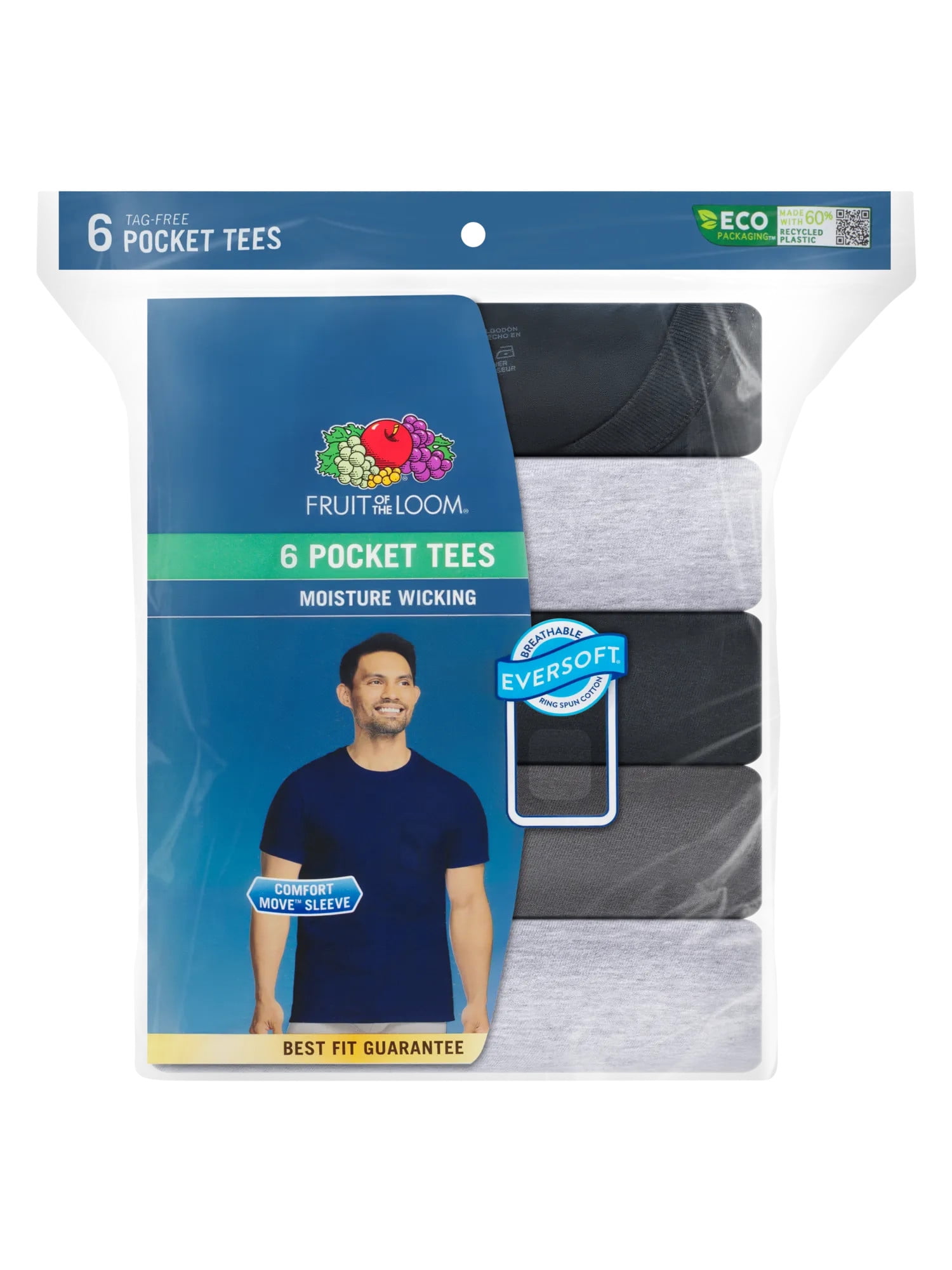 Fruit of the Loom Men's Assorted Fashion Pocket T-Shirts, 6 Pack