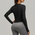 thumbnail image 4 of Womens Tops Long Sleeved Slit Sports Fitness Yoga Slim Suit Top,Tops for Women Black M, 4 of 6