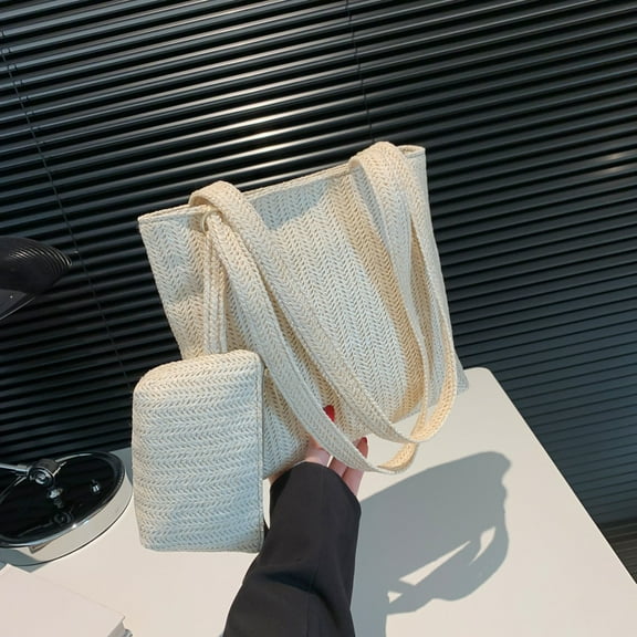 Large straw handbag for women, new summer 2025 model, crossbody and handheld, woven, simple and versatile, beach bag.