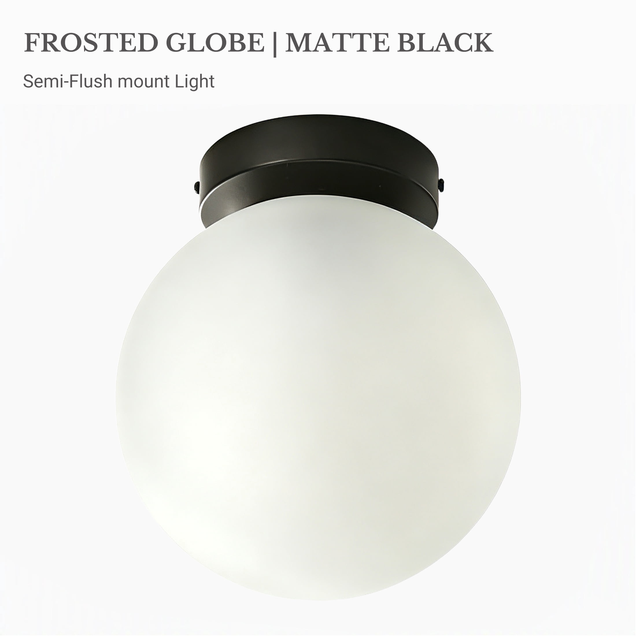 (2 pack) Better Homes & Gardens 8 in Semi-Flush Mount Ceiling Light, Black Finish with Frosted Glass Shade