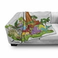 thumbnail image 3 of Dinosaur Soft Flannel Fleece Throw Blanket, Funny Friendly Dinosaurs in Cartoon Style and Landscape Trees and Mountain, Cozy Plush for Indoor and Outdoor Use, 50" x 60", Multicolor, by Ambesonne, 3 of 6