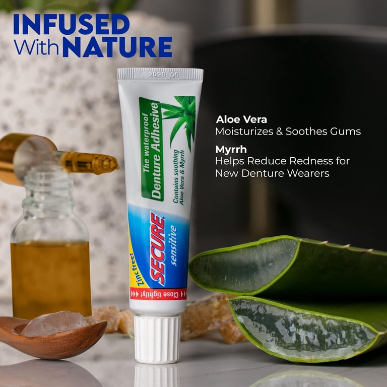 Secure Sensitive Gums Waterproof Denture Adhesive Zinc Free with