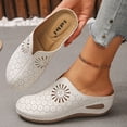 thumbnail image 4 of Rokment Platform Wedge Orthopedic Clogs and Mules Walking Slides Sandals for Women Comfortable Hollow out Floral Leather Arch Support Non Slip Work Nursing Backless Slip on Beige Size 6.5, 4 of 7