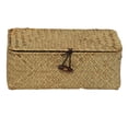 thumbnail image 2 of SeekLGT Seagrass Storage Basket with Lid Handwoven Wicker Decorative Box Secure Button Closure Stackable for Organizing Towels Toys Remotes Home Decor, 2 of 9
