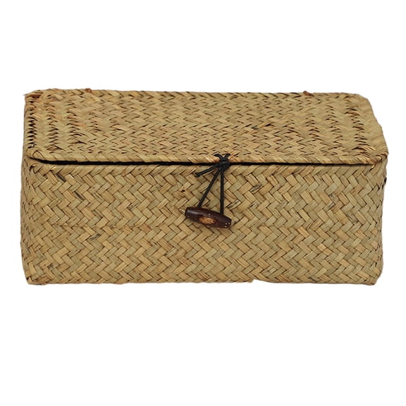 Lshylf Wicker Basket With Lid Seagrass Woven Storage Basket For Home Organizing(D,9.06in*5.12in)