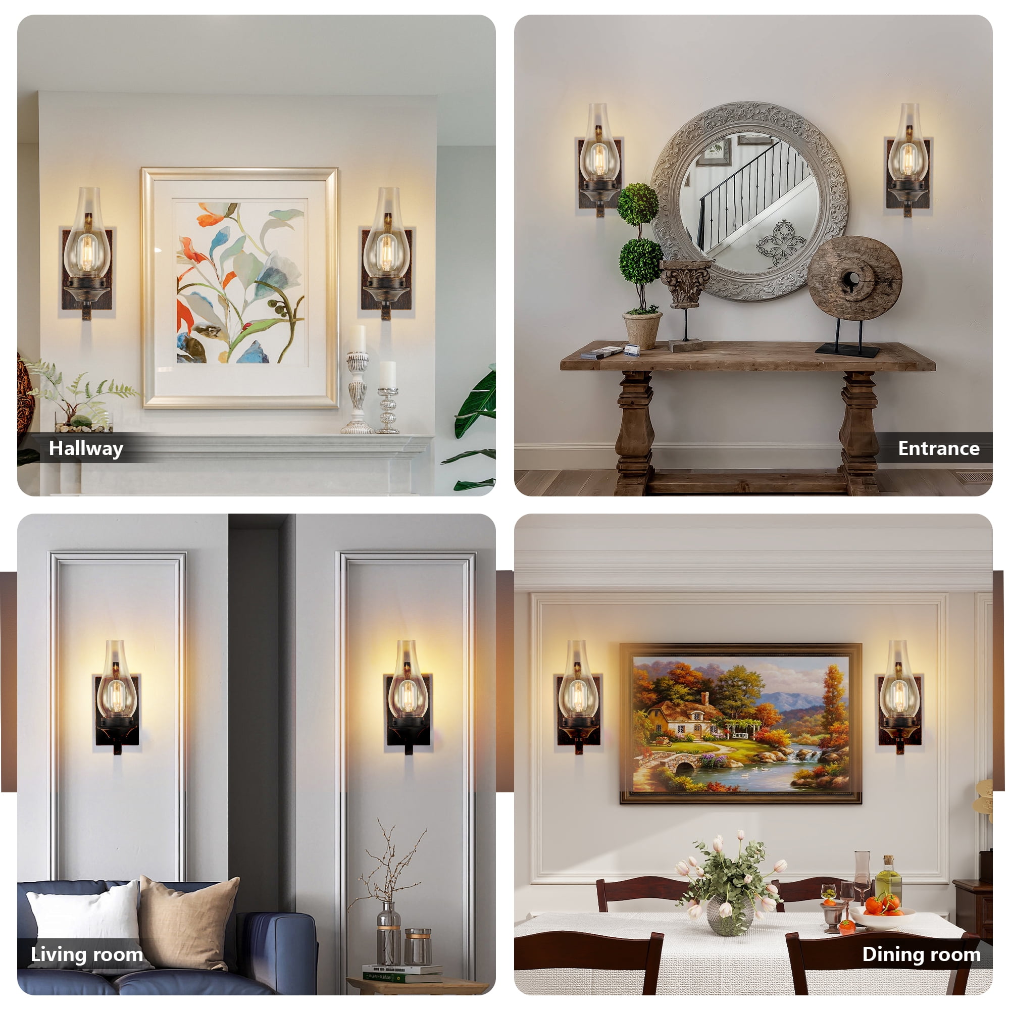 Clyhixe Sconces Minimalist Energy Efficient 2-Light Incandescent Oil Rubbed Bronze Wall Sconces 2 Count