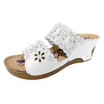 thumbnail image 6 of Dakaela Women's Platform Wedge Sandals Peep Toe High Heel Summer Slides Casual Slip on Shoes White 6.5, 6 of 7
