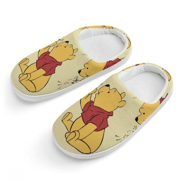 Winnie The Pooh Wallpaper Slippers for Kids Girls,Soft Plush Warm Slippers Non-Slip Toddler Warm House Slippers,Little Kids Cartoon Slippers Indoor Outdoor