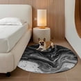 thumbnail image 2 of Black Marble Round Area Rug 6Ft Washable Circle Rugs for Bathroom Office, Vintage Abstract Grey Fluid Aesthetic Non-Slip Carpet Floor Mats Indoor Outdoor Carpet Runner Aesthetic Home Decor, 2 of 8