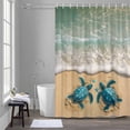 thumbnail image 5 of Summer Marine Life Bathroom Shower Curtain, Ocean Beach Wave Turtle Waterproof Washable Soft Bath Curtain for Bathtub Decor with 12 Hooks&Grommet, 72x72 Inch, 5 of 9