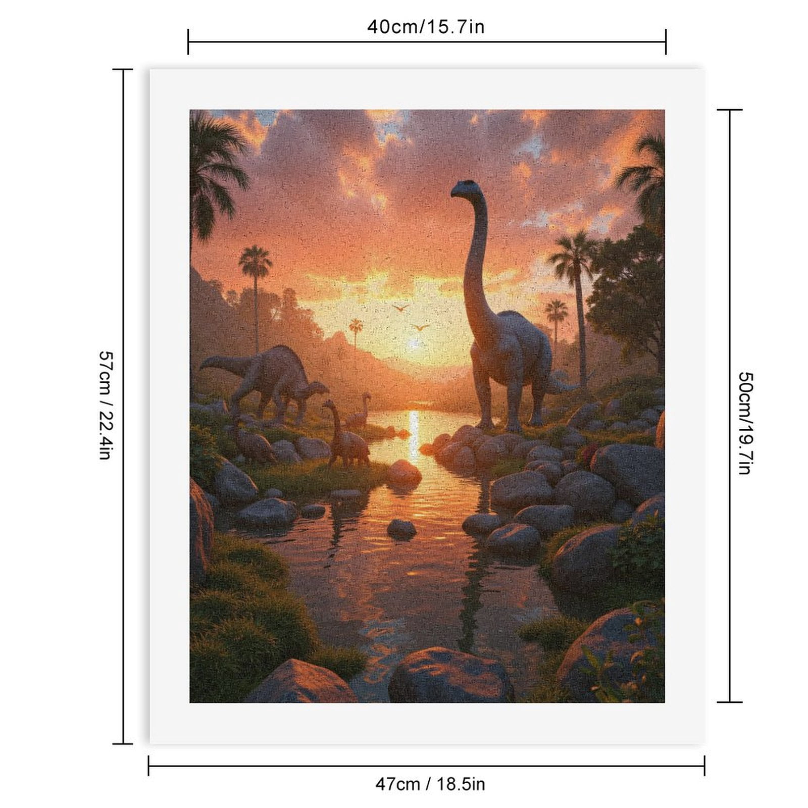 Paint by Numbers Kit for Adults, Sunset Dinosaur Valley Scene Paint by Numbers, Easy Paint by Numbers Kit for Adults Beginner, DIY Adult Paint by Number Kits on Canvas, 12x16in Home Decor