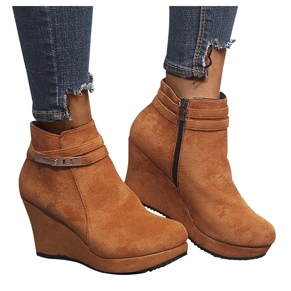 Details about   Women's Chunky Heel Stretchy Fabric Suede Round Toe Ankle Chelsea Boots Classic