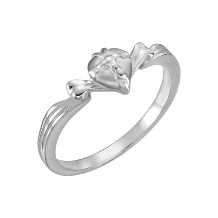 Gift Wrapped Heart Chastity Ring - Sterling Silver Polished Wrapped Heart Chastity Ring - Ring Size: to 7