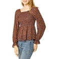 thumbnail image 6 of Allegra K Women's Off Shoulder Long Bell Sleeve Floral Print Smocked Blouse Top, 6 of 7