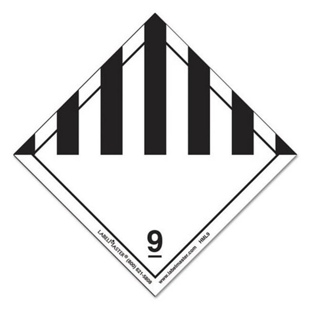 Lmt HML9 Hazmat SelfAdhesive Shipping Label, 4 x 4 in., Hazard Class 9