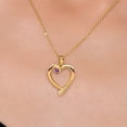 thumbnail image 3 of Gem Stone King 18K Yellow Gold Plated Silver Purple Amethyst and White Diamond Heart Pendant Necklace for Women | 0.18 Cttw | Gemstone February Birthstone | Round 3.5MM | With 18 inch Chain, 3 of 6