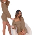 thumbnail image 4 of Long Sleeve Square Neck Ruched Women's Mesh Party Club Cocktail Bodycon Dress, 4 of 5