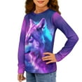 thumbnail image 2 of DISNIMO Galaxy Wolf Shirt Long Sleeve for Kids Long Sleeve Shirts for Girls 3-4 Long Sleeve Shirt Kids Crew Neck Tshirt Girls Long Sleeve T Shirts Soft Kids T Shirt Casual Tops Girls, 2 of 7
