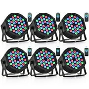 Bestco Stage Lights, 36 LED Par Lights with Remote Control, DMX Controller Compatible DJ Light, Sound Activated Uplights,6Pack