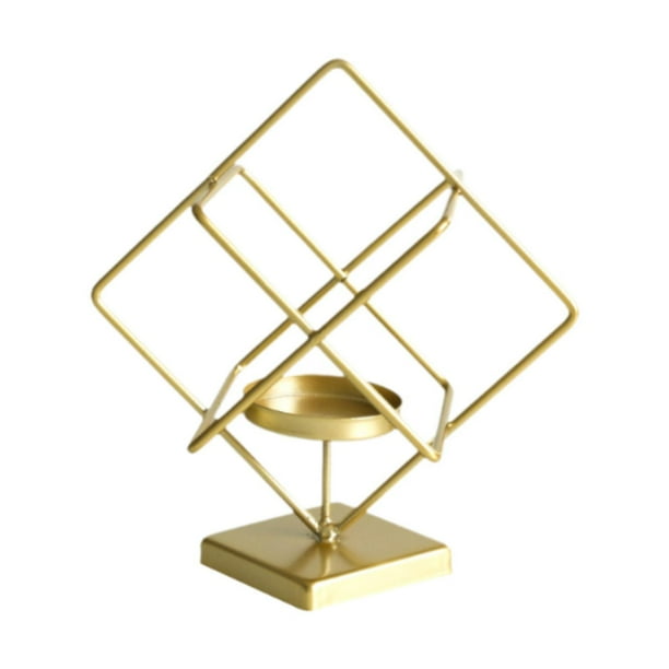 Soporte para vela de luz de té, soporte para vela, candelabro, candelabro para mesa, comedor, , cumpleaños decorativo Oro cuadrado