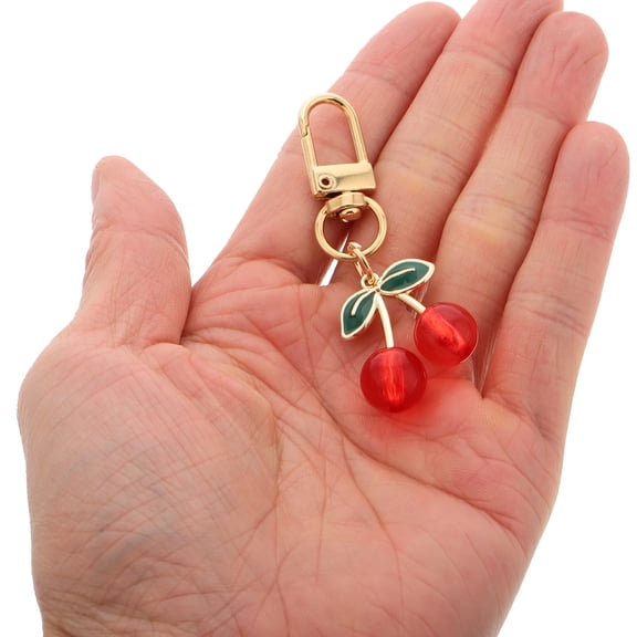 WEUVEB 4-Pack Cherry Keychains Cute Red Resin Key Chain Accessories for Bags, Phones, and