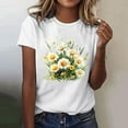 thumbnail image 2 of Womens Summer Graphic Tee Shirts Daisy Printed Short Sleeve Shirts Pullover Sweater Blouses Loose Fitted Tunics Tops Comfort Casual Tops Beach Holiday Blouses Trendy 2025 Summer, 2 of 5