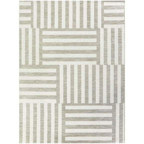 Balta Addison Contemporary Striped Indoor/Outdoor Area Rug Tan 7'10" x 10' 8' x 10' Taupe