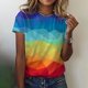 thumbnail image 1 of ICHUANYI ClearanceWomen's Fashion Print Short Sleeve T-shirt Tops Casual Loose Blouse Tops(Multicolor, S) ICHUANYI WER20232080502846, 1 of 5