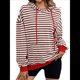 thumbnail image 1 of Sudadera con Capucha A Rayas para Mujer, Estilo Adolescente, para Otoño. Color Café L, 1 of 10