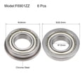 thumbnail image 2 of F6901ZZ Flange Ball Bearing, 12x24x6mm Shielded Chrome Bearings 6pcs, 2 of 3