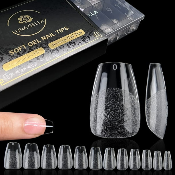Gel Nails Tips UNA GELLA Soft Gel Prefile 600, ataúd corto