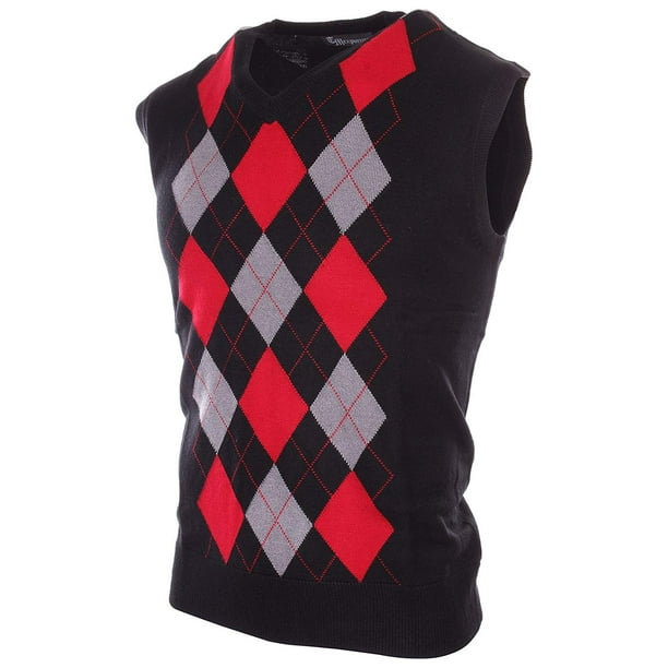 Enimay Mens Argyle/Plain VNeck Golf Sweater Vest (Many Colors