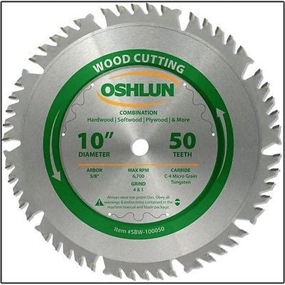Oshlun SBW-100050 10-Inch 50 Tooth 4 and 1 Combination Saw Blade with 5/8-Inch Arbor