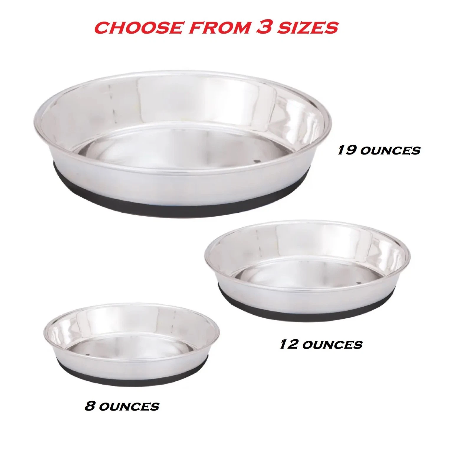 25 Shallow Steel Dish Bulk Packs Dog Food Water Puppy Kitten Bowls Short Snout (12 Ounces)