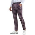 thumbnail image 4 of Pantalones de vestir de cuadros clásicos para hombres Inspire Chic, de cintura media, color rosa oscuro, talla 30, 4 of 4