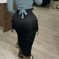 thumbnail image 4 of ZVNAΖH Skirts for Women Summer Skirts Solid Color High Waist Elastic Waist Pocket Pleated Tie Skirt, 4 of 7