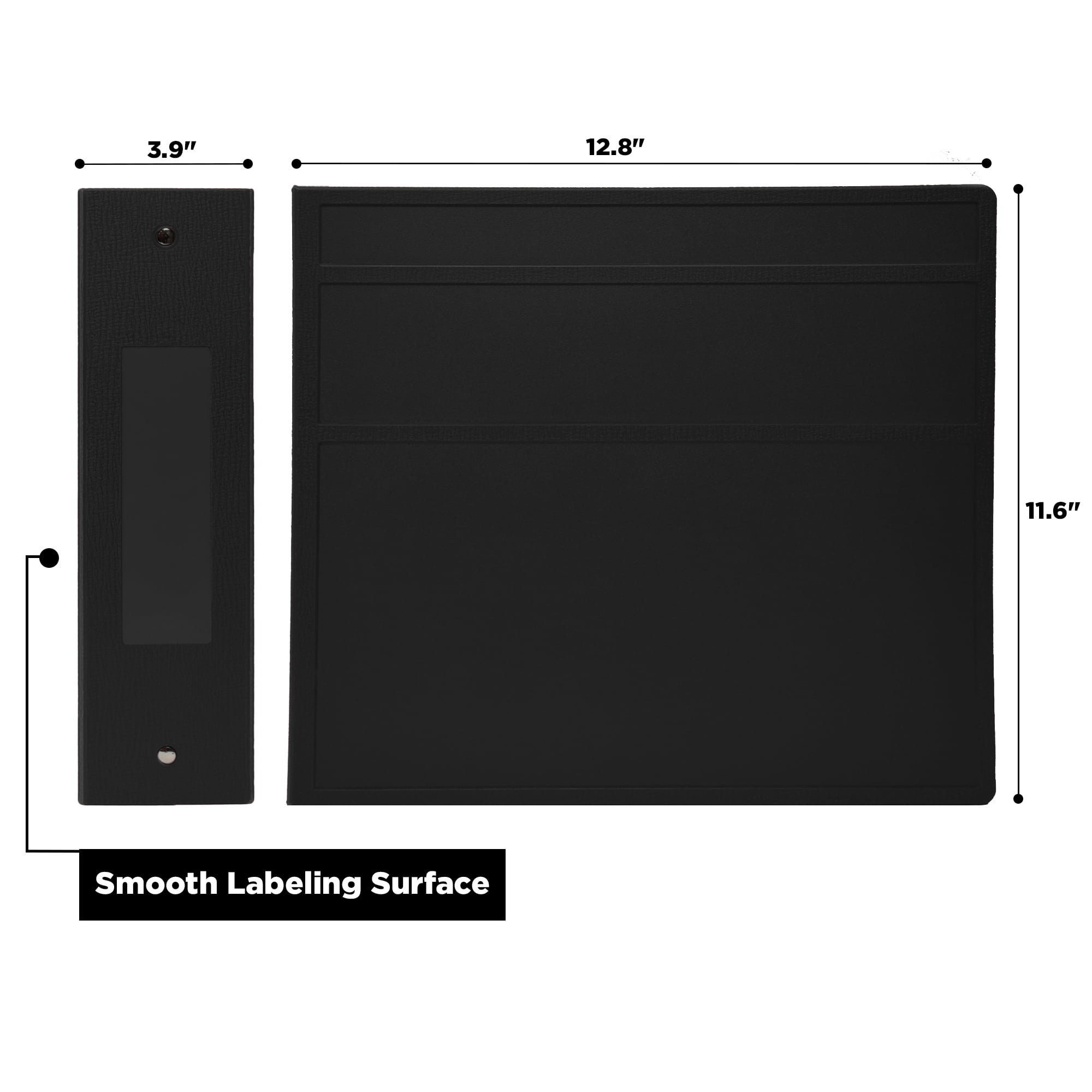 Carstens 4-Inch Heavy Duty 3-Ring Binder - Side Opening, Black