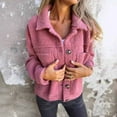 thumbnail image 2 of XPMWRP Women's Fleece Button Down Coats Lapel Long Sleeve Solid Color Casual Jackets Winter Keep Warm Loose Jacket with Pocket Pink L, 2 of 6