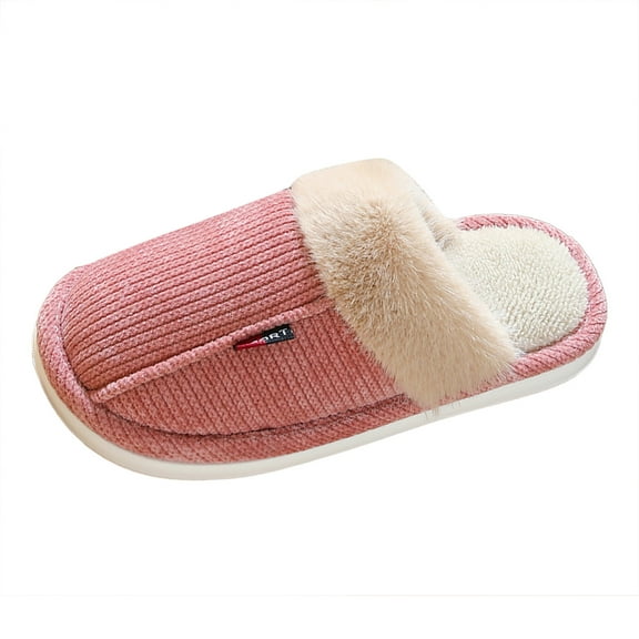 Womens Fluffy Knit House Slippers Winter Indoor Outdoor Non Slip Walking Shoes Warm Bedroom Slippers