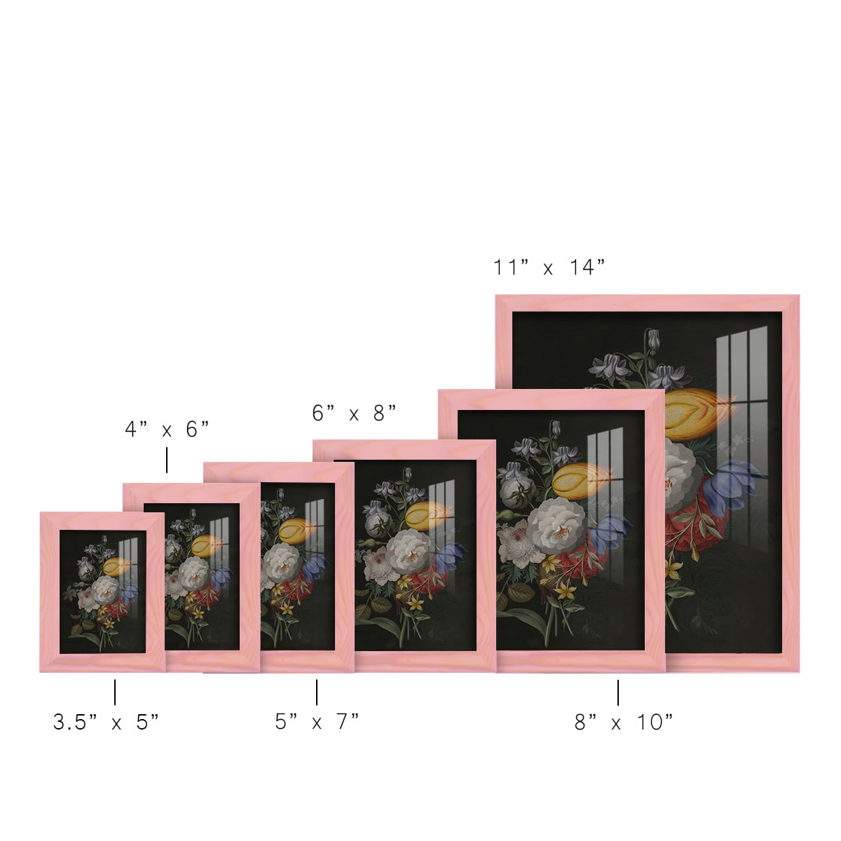 Dramatic Bouquet III -Framed Print w/glass-Sunset Pink